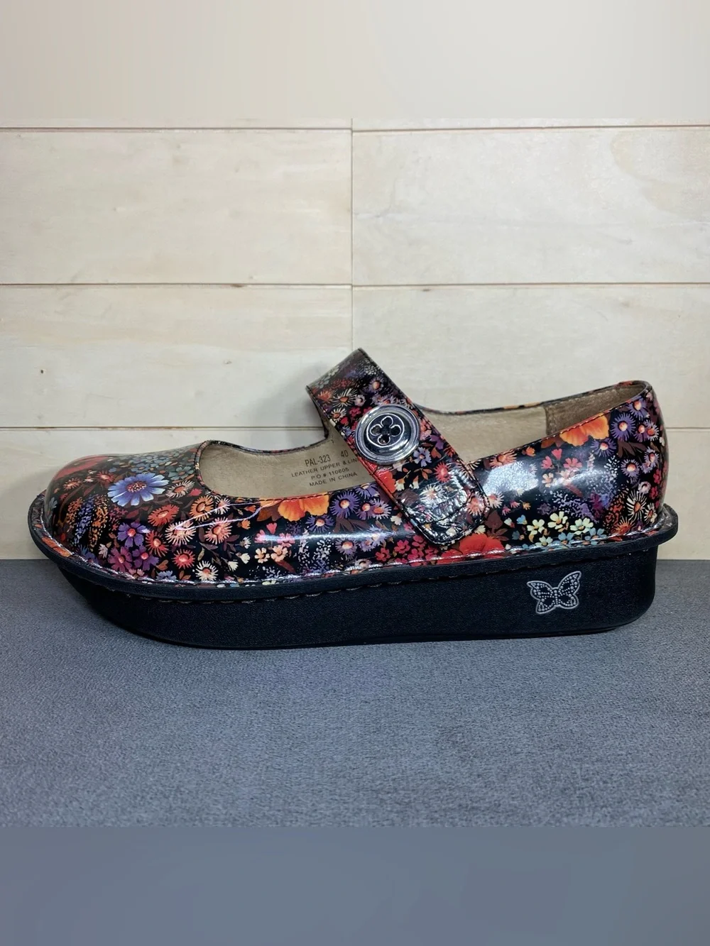 Alegria Paloma Mary Jane Floral Black Women's Size 10 Shoes EU40 Patent Leather - Picture 4 of 11